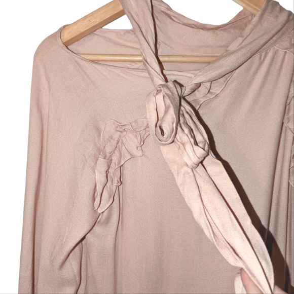 IRO Frejan Voile Ruffle Scarf Tie Neck Long Sleeve Layered Knit Blouse Top - Picture 11 of 16